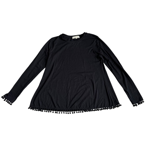 Johnny Was Tops - Johnny Was Calmé Bamboo Organic Cotton‎ Top Womens S Comfort Cozy Pom Pom Trim